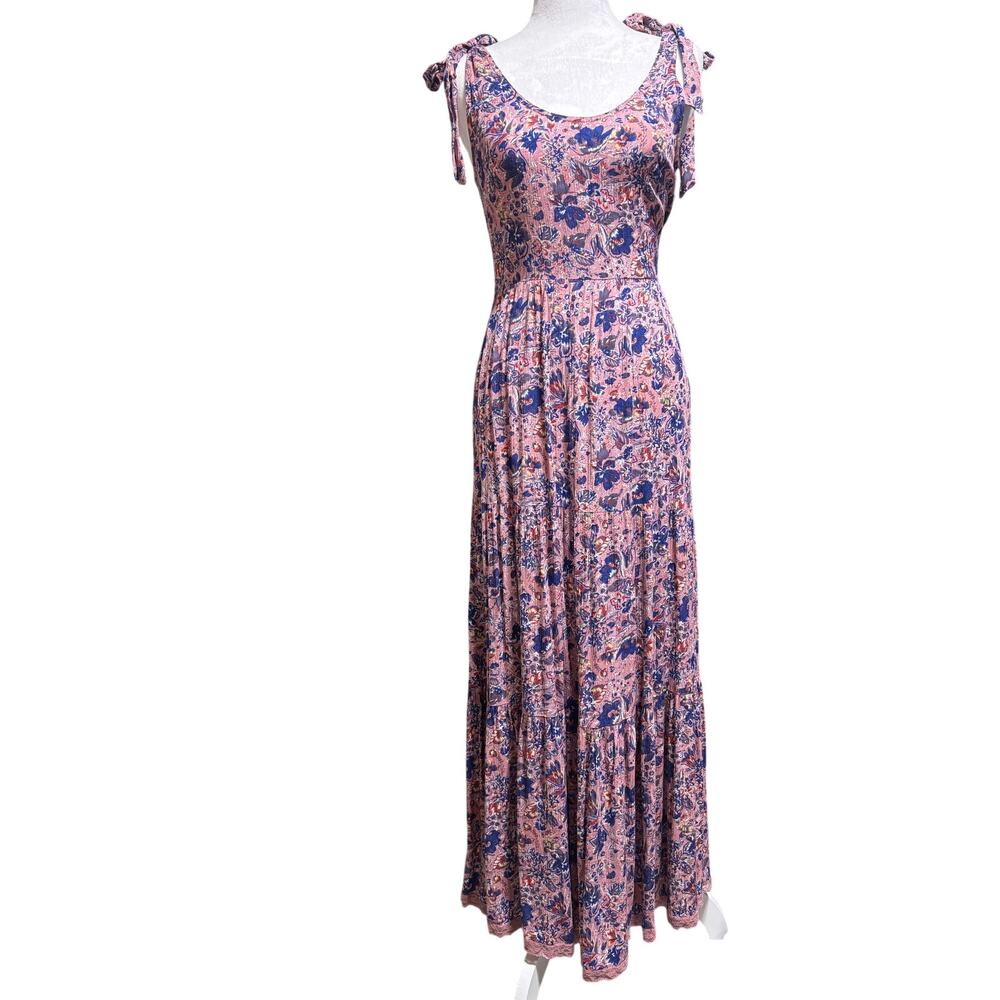 NWT Altar'd State Womens XS Pink & Blue Tiered Lightweight Maxi Dress